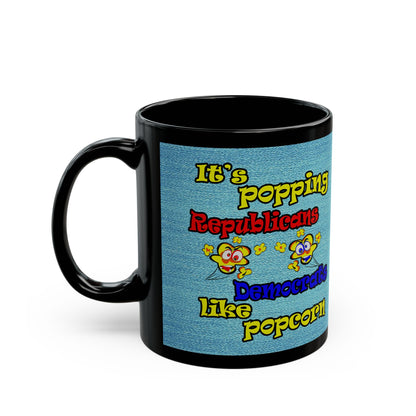 popping like popcorn - Black Mug (faded dark blue)