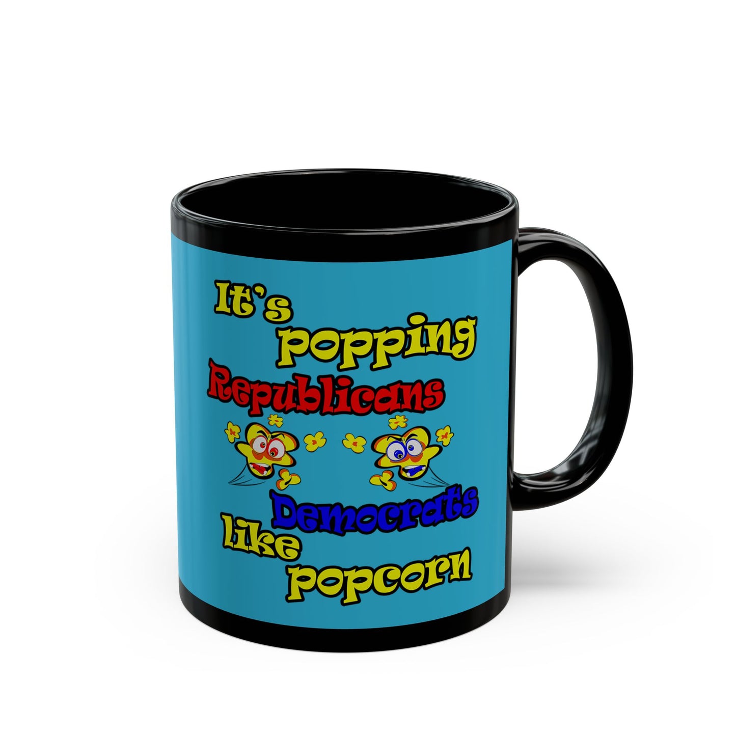 popping like popcorn - Black Mug (turquoise)