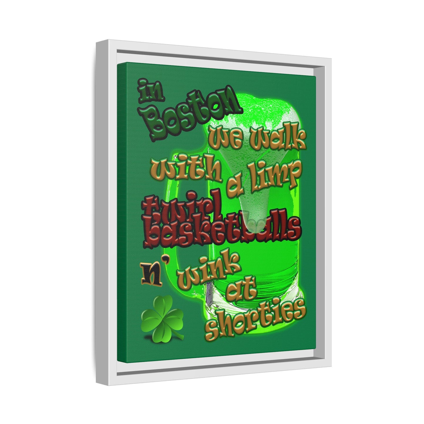 celtics logo - framed canvas art (dark green)