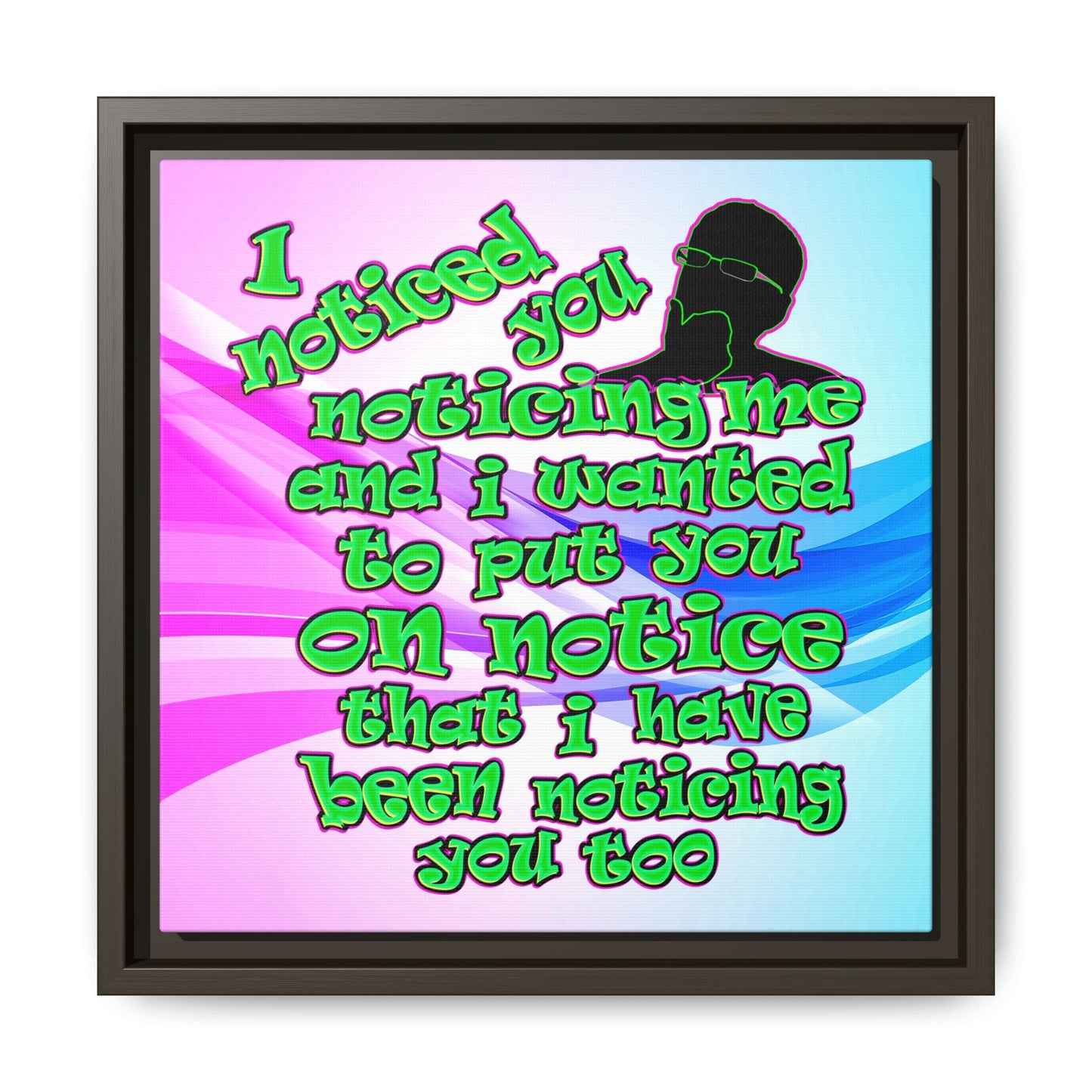 noticed you noticing - framed canvas art (light blue-pink wave)