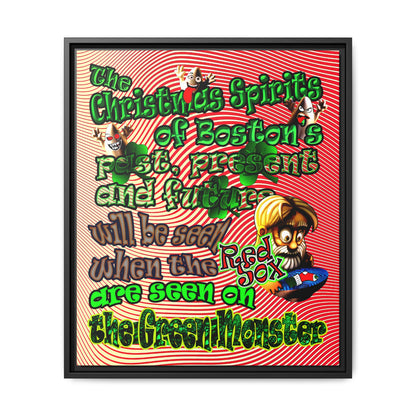 christmas spirits of boston - framed canvas art (yellow-orange wave)