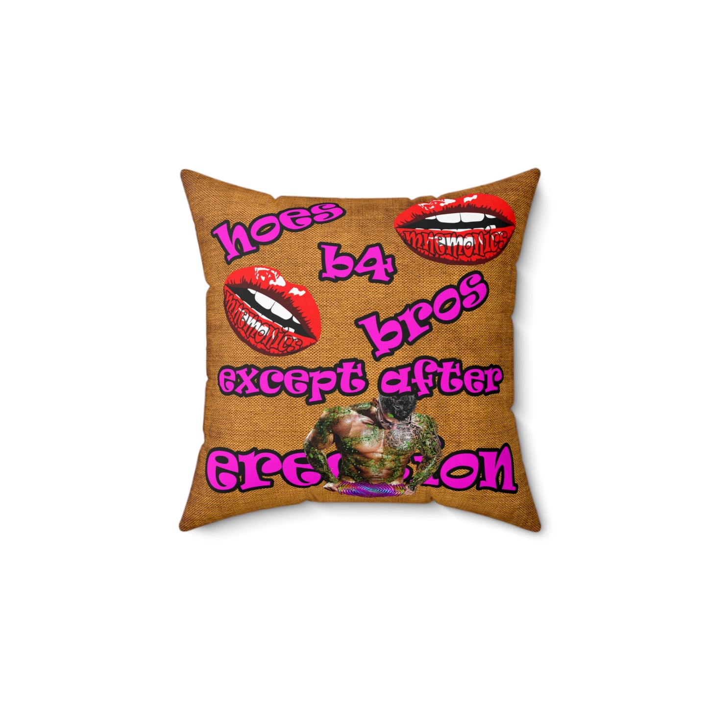 hoes b4 bros - Spun Polyester Square Pillow - (dichromatic brown papyrus)