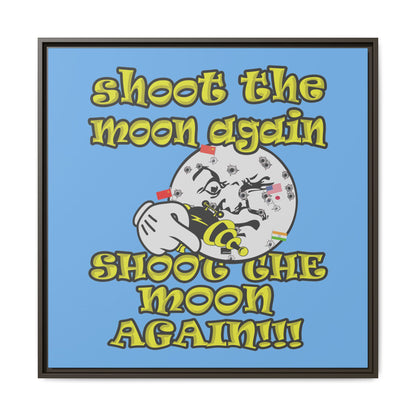 shoot the moon again - framed canvas art (light blue)