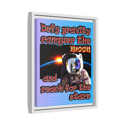 defy conquer reach - framed canvas art (light blue-purple wave)