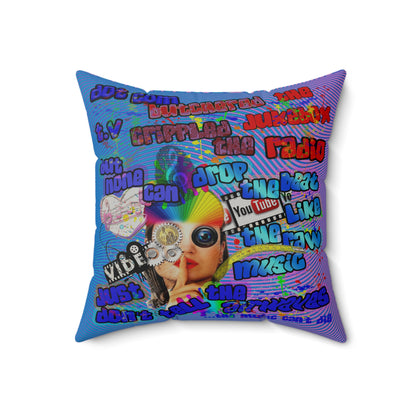 drop the beat - Faux Suede Square Pillow - (light blue-purple wave)