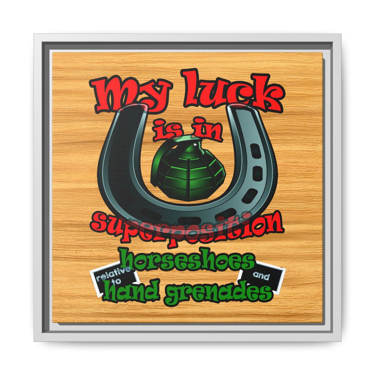 my luck - framed canvas art (butterscotch wood finish)