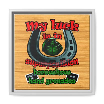 my luck - framed canvas art (butterscotch wood finish)
