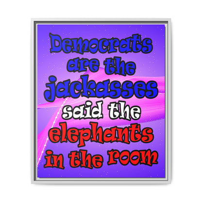 donkeys and elephants - framed canvas art (purple-pink wave)