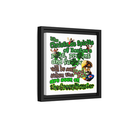 christmas spirits of boston - framed canvas art (white)