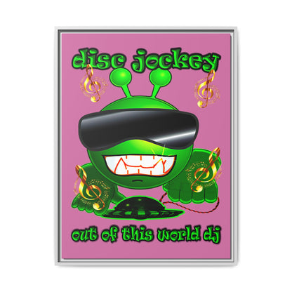 disc jockey - framed canvas art (light pink)