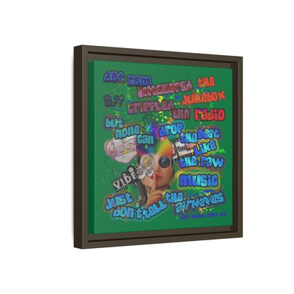 drop the beat - framed canvas art (dark green)