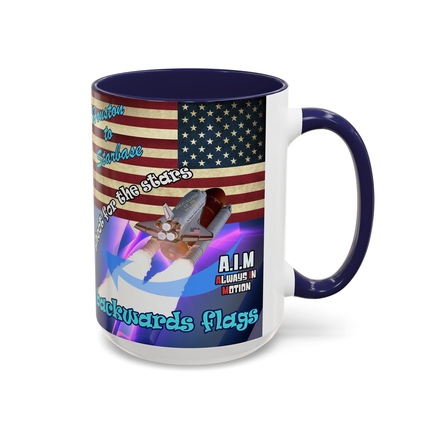 shoot for the stars - Accent Mug (grey-pink wave)