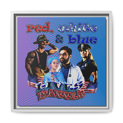 rw&b lives matter - framed canvas art (light blue-purple wave)