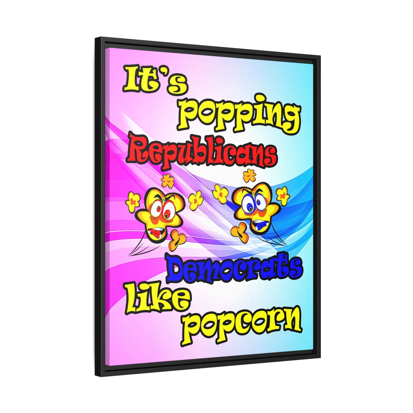 popping like popcorn - framed canvas art (light blue-pink wave)