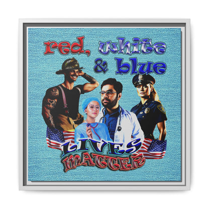 rw&b lives matter - framed canvas art (faded blue)