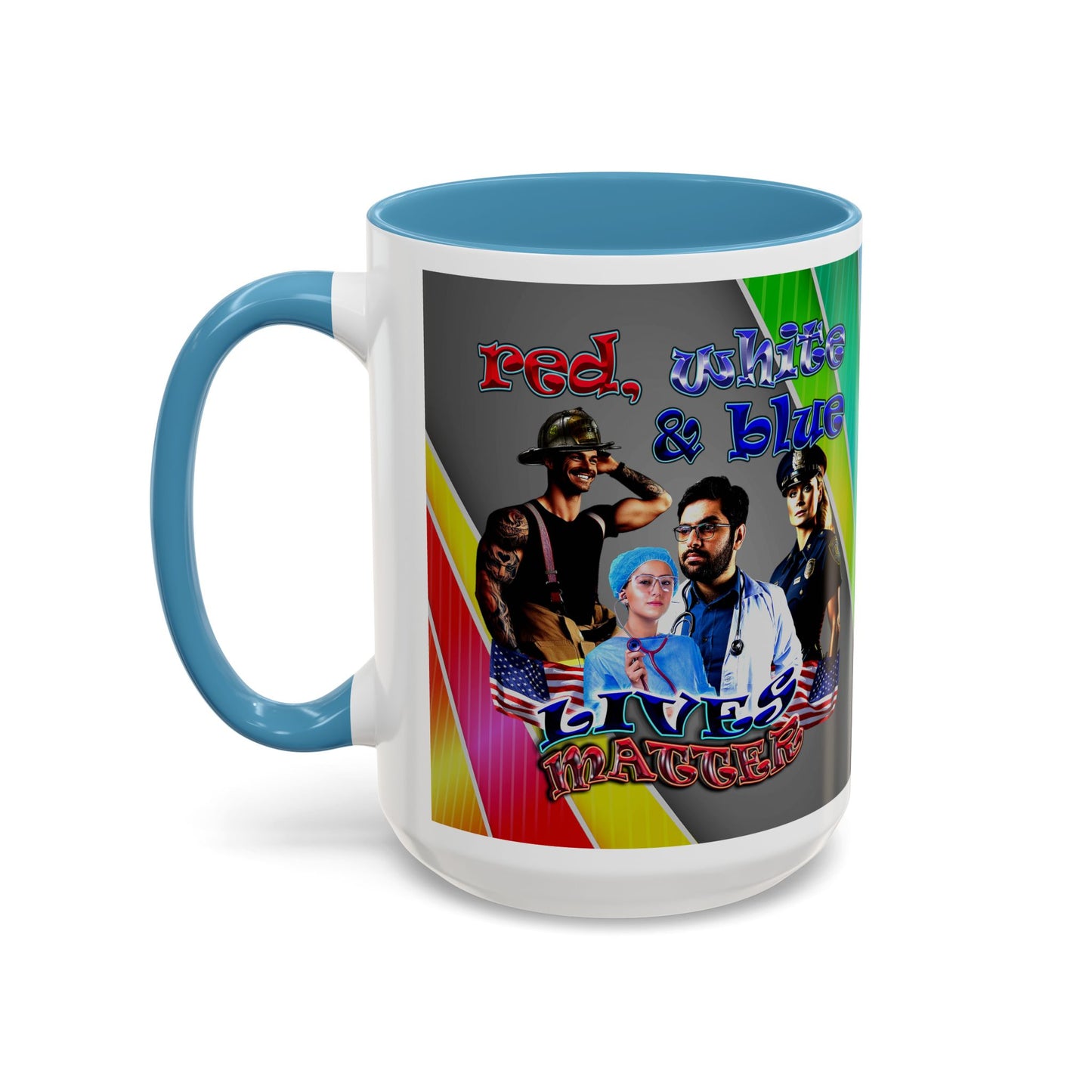 rw&b lives matter - Accent Mug (rainbow split)