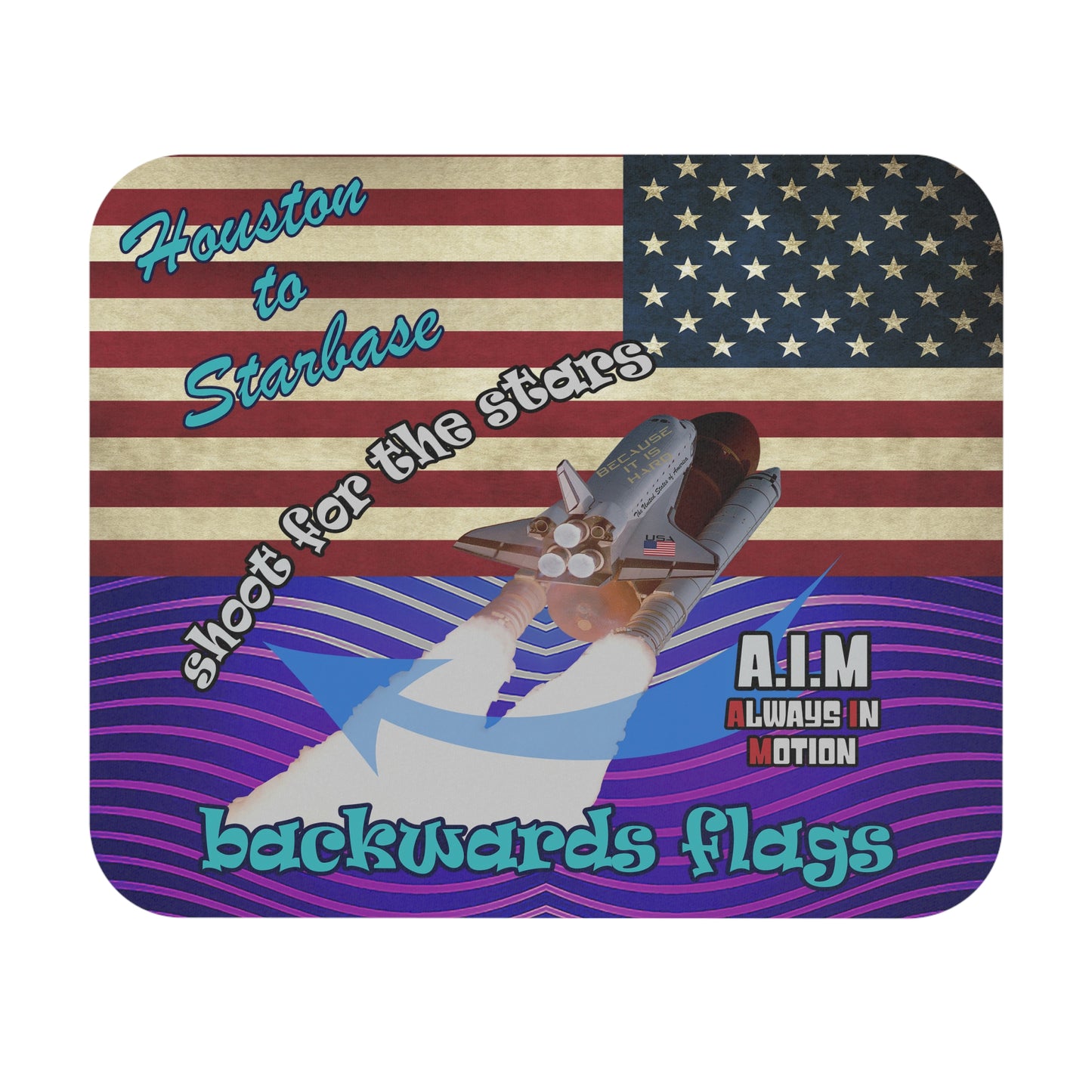 shoot for the stars - Mouse Pad (Rectangle) - (purple wave)
