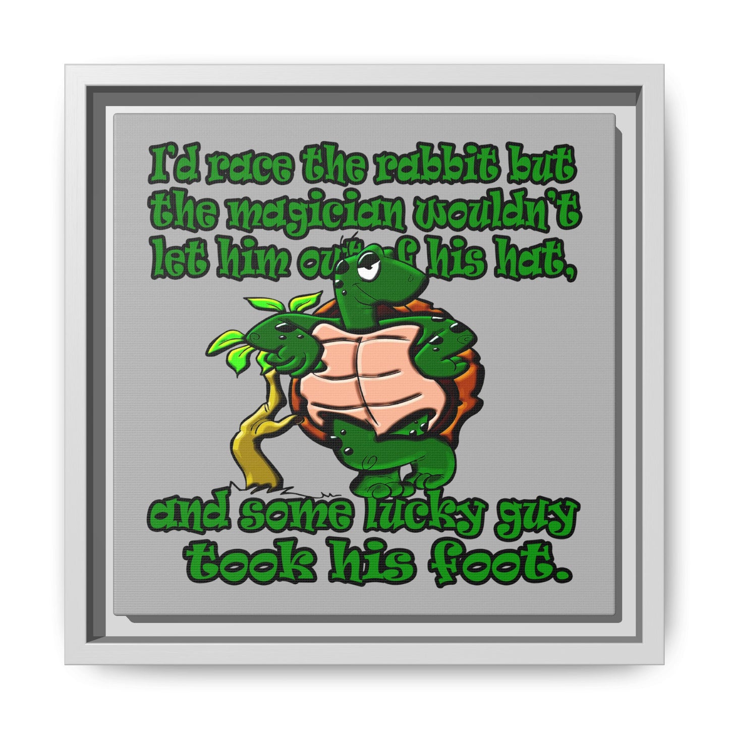 turtle race - framed canvas art (light grey)