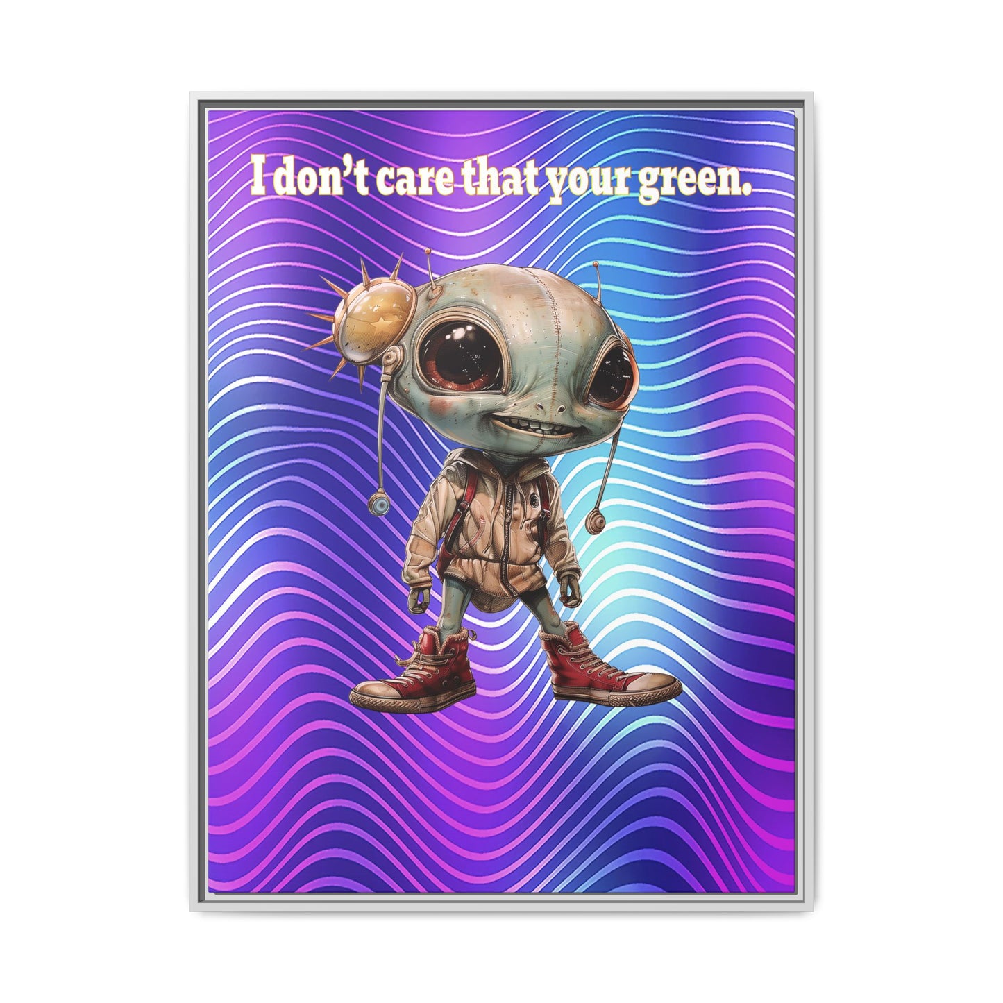 I don't care that your green - framed canvas art (purple wave)