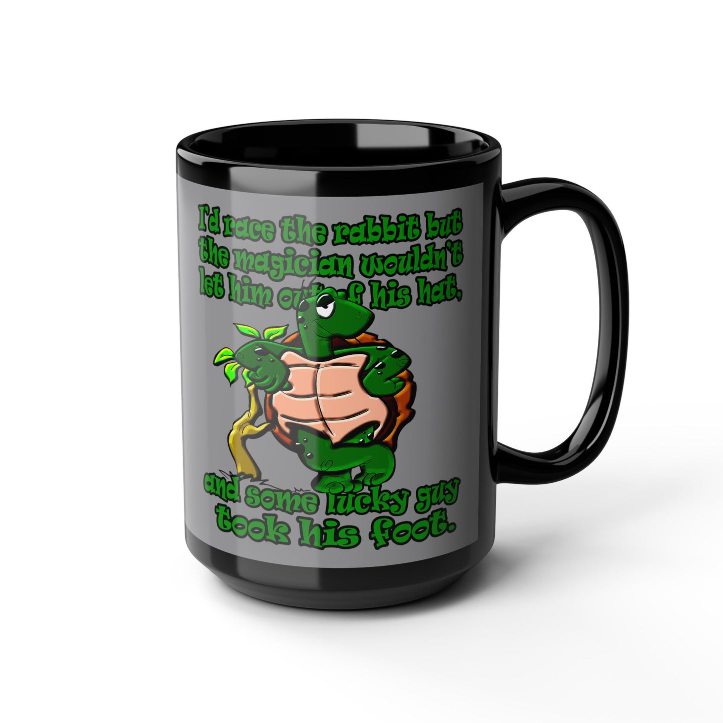 turtle race - Black Mug (grey)