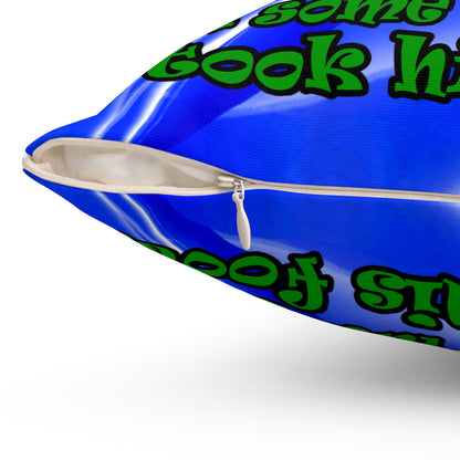 turtle race - Spun Polyester Square Pillow - (blue-white wave)