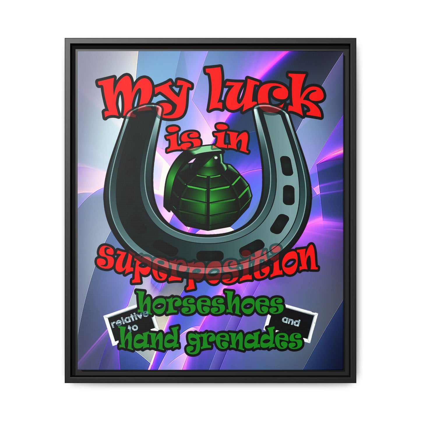 my luck - framed canvas art (grey-pink wave)