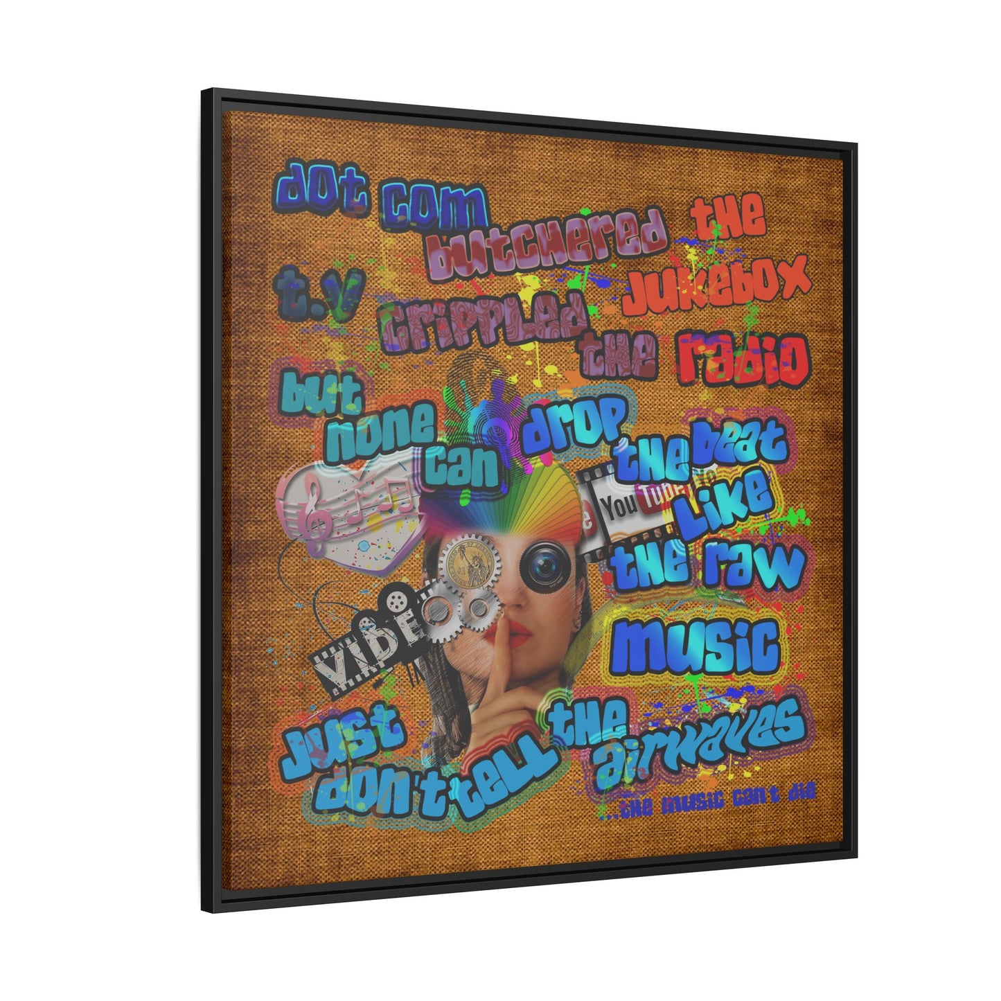 drop the beat - framed canvas art (brown papyrus)