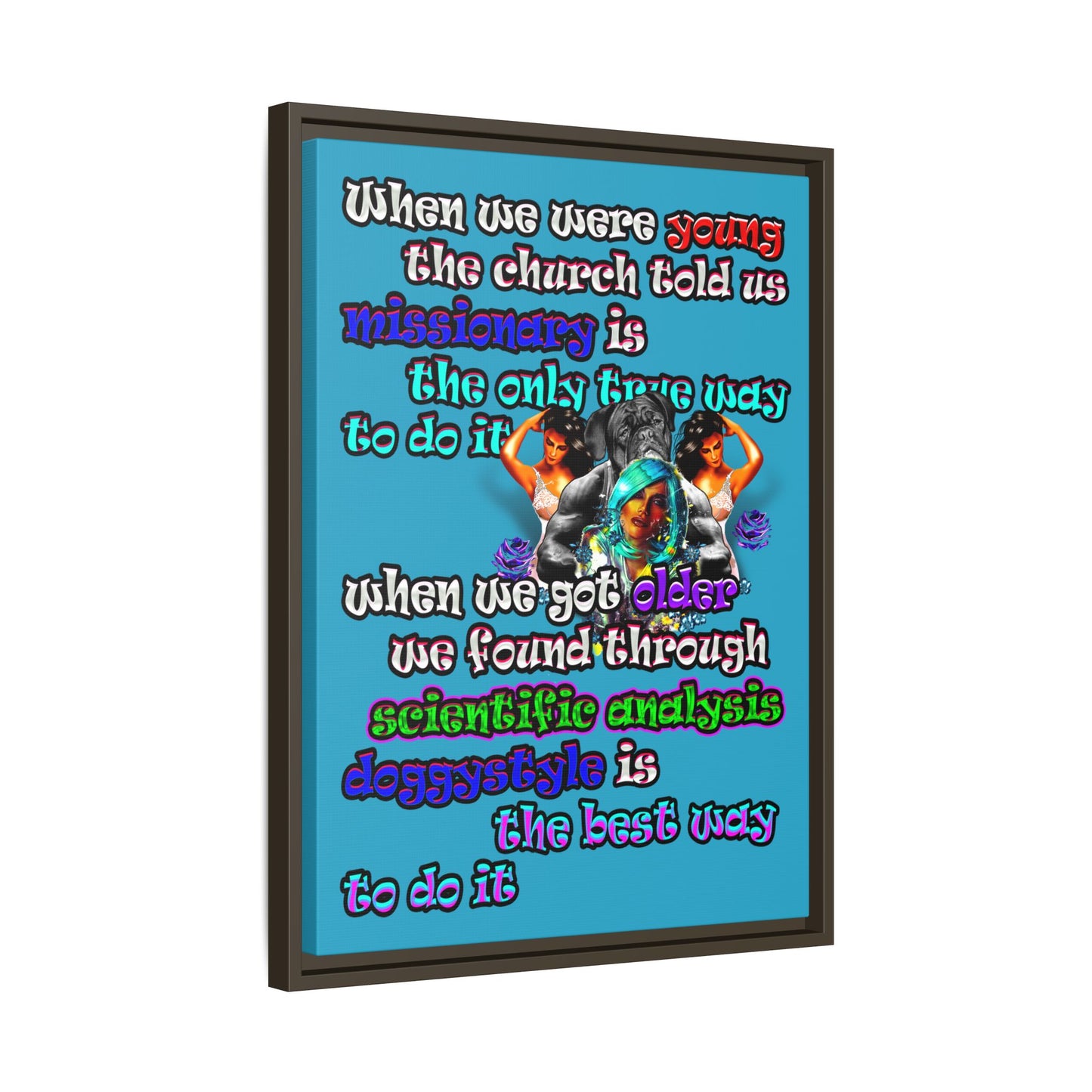 doggystyle - framed canvas art (turquoise)