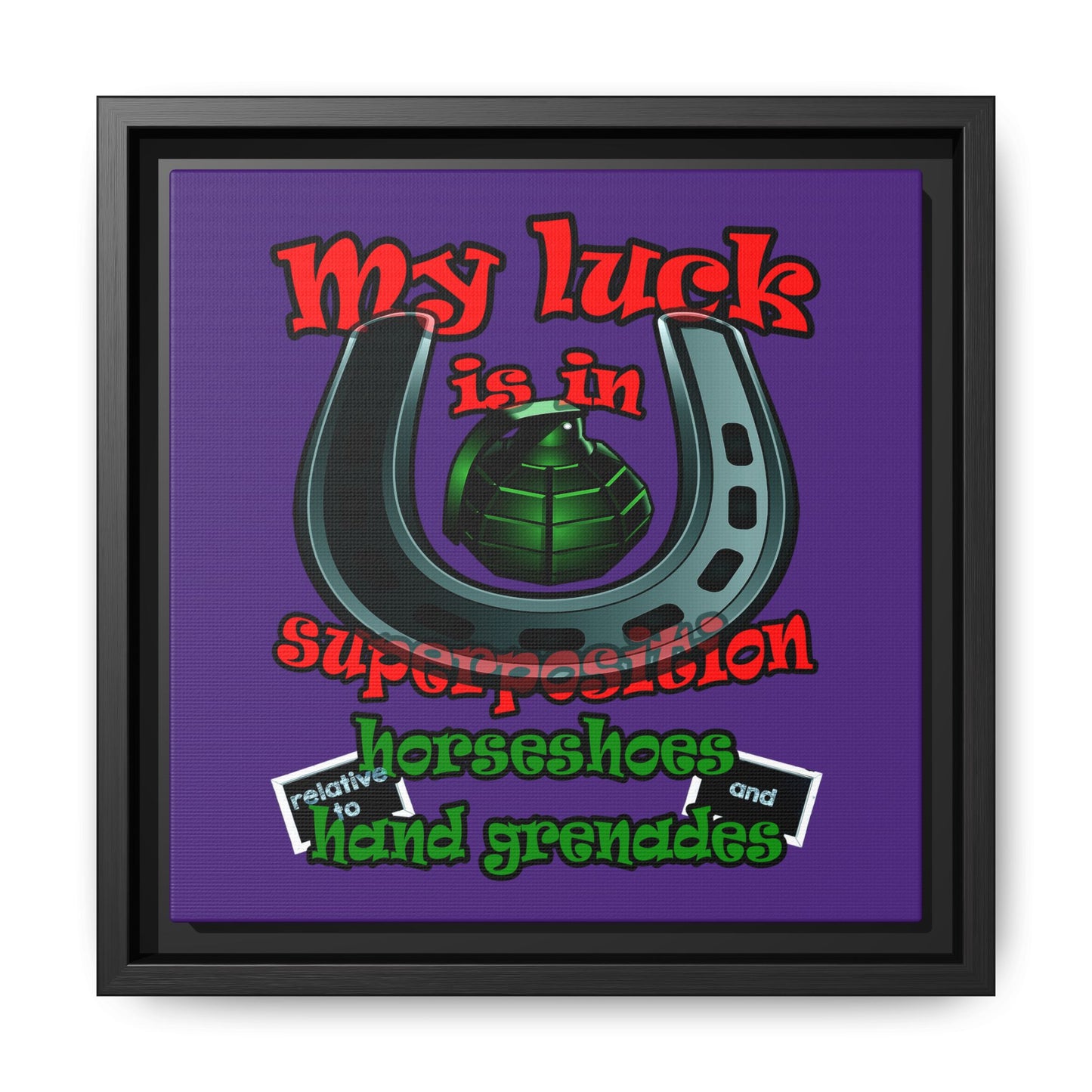 my luck - framed canvas art (purple)