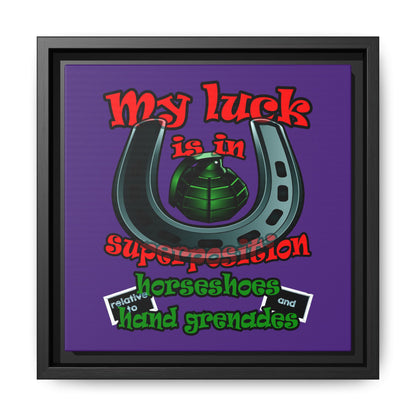 my luck - framed canvas art (purple)
