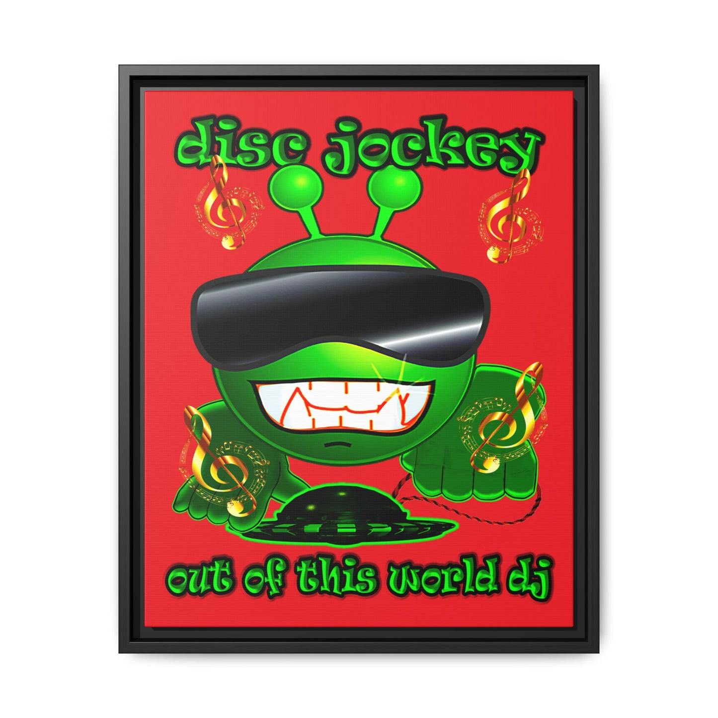 disc jockey - framed canvas art (red)