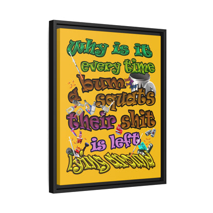 the bum's shit - framed canvas art (yellow)