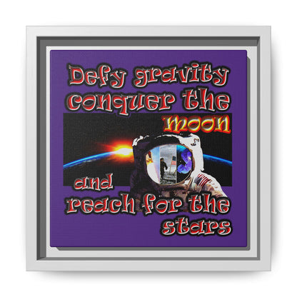 defy conquer reach - framed canvas art (purple)