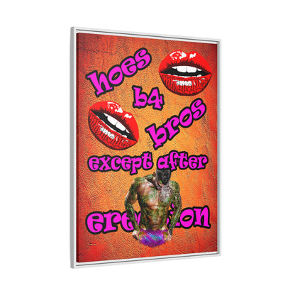 hoes b4 bros - framed canvas art (burnt orange)