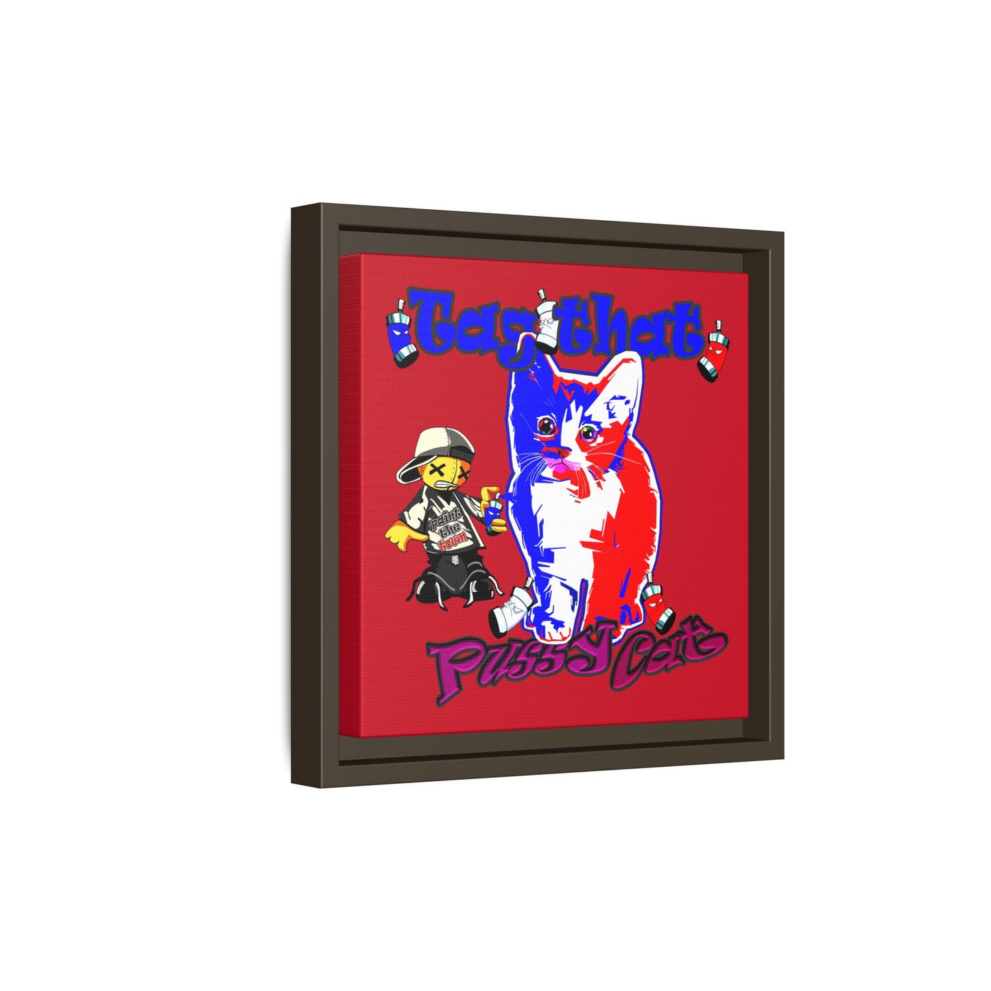 tag that - framed canvas art (dark red)