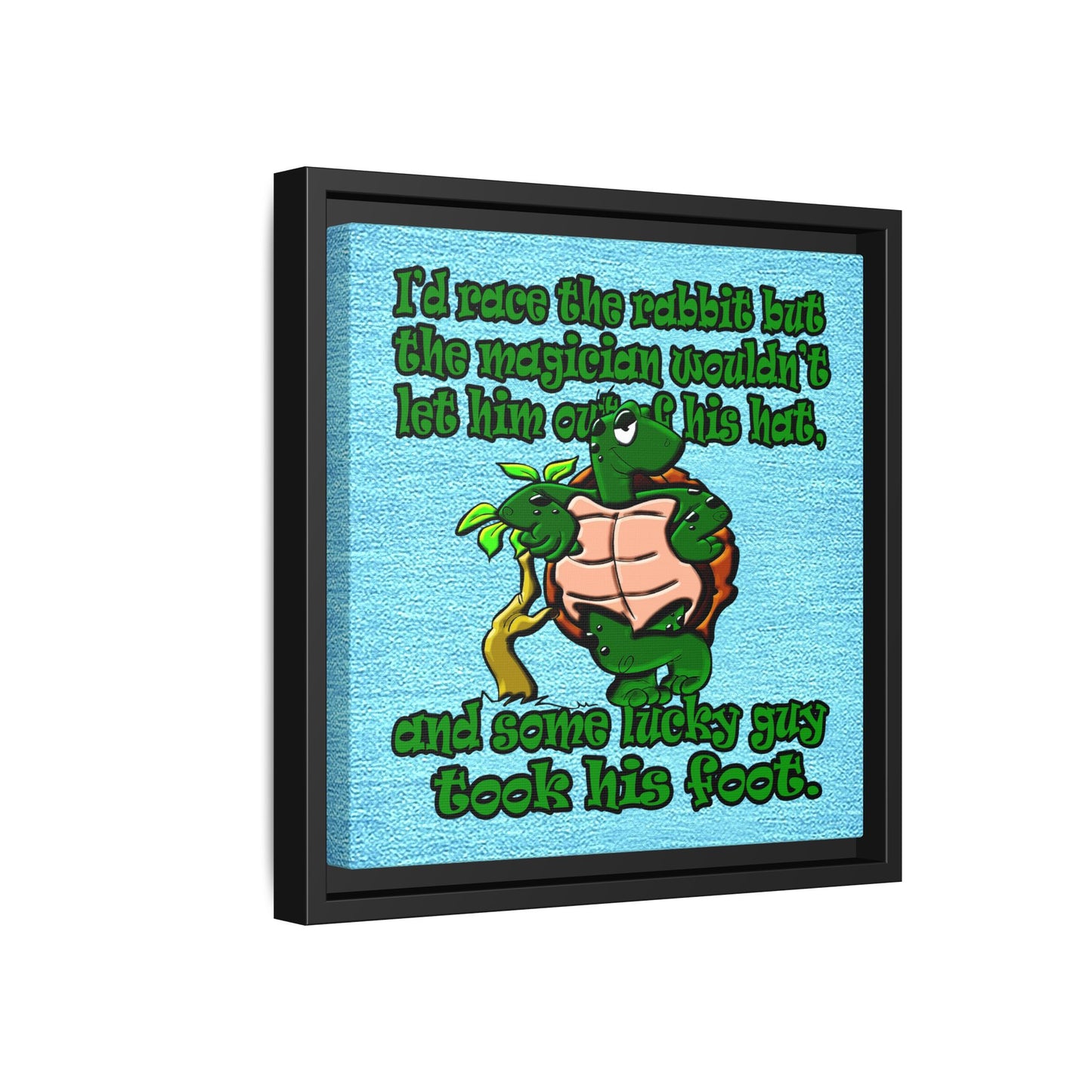 turtle race - framed canvas art (faded blue)