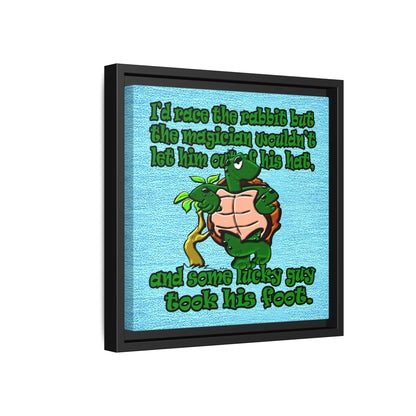 turtle race - framed canvas art (faded blue)