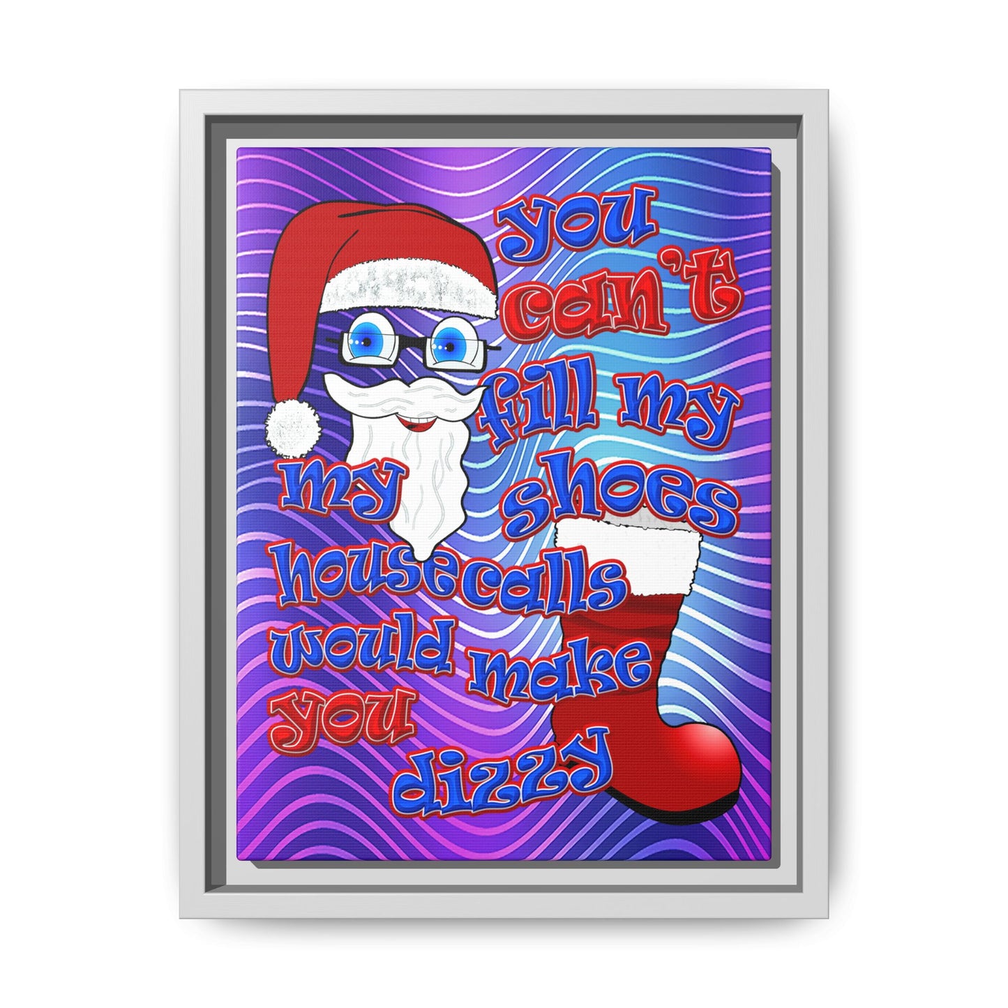santa's shoes - framed canvas art (purple wave)