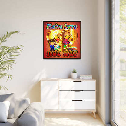 love peace - framed canvas art (burnt orange)