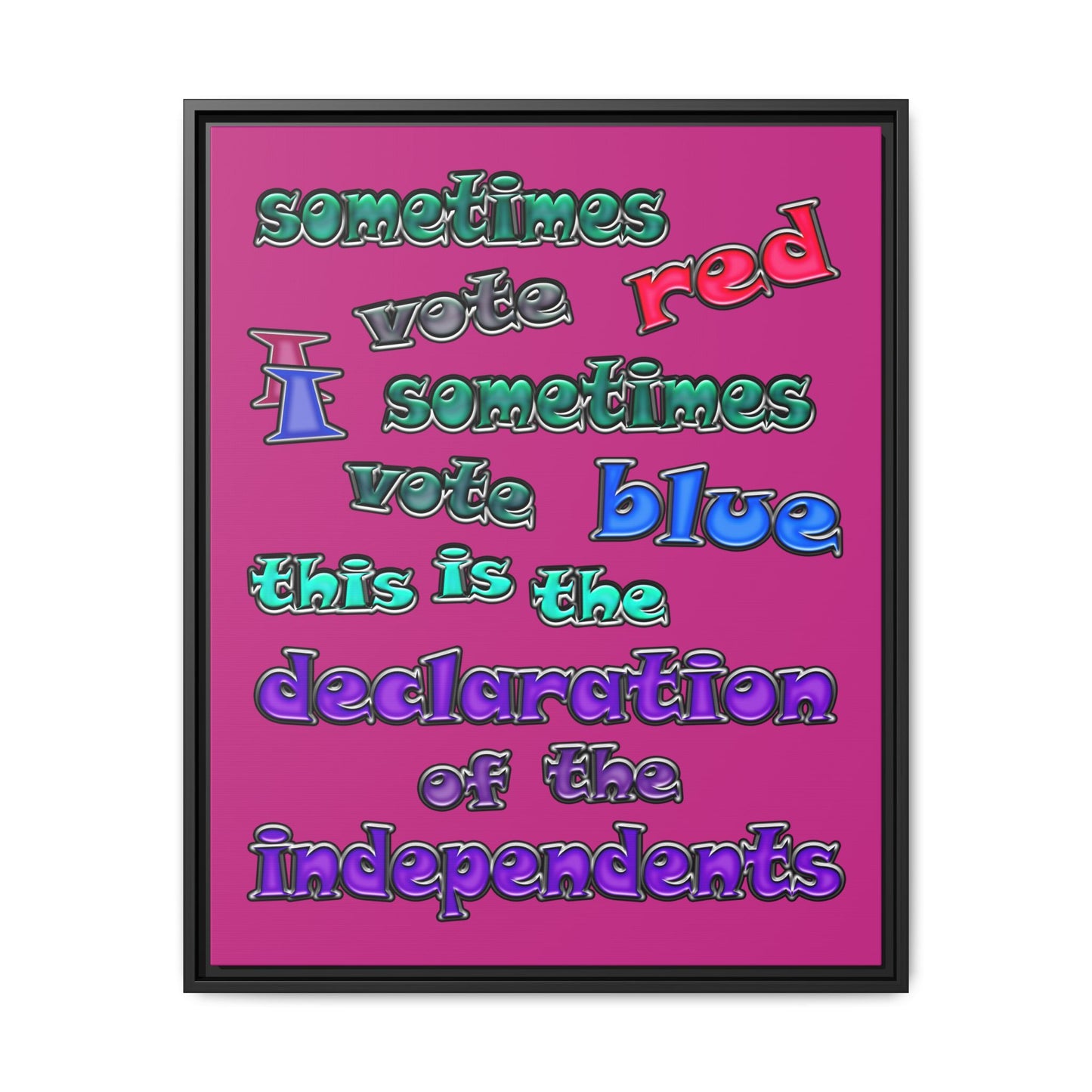 declaration of the independents - framed canvas art (pink)
