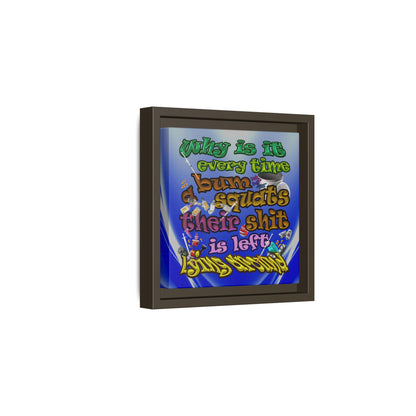 the bum's shit - framed canvas art (blue-white wave)