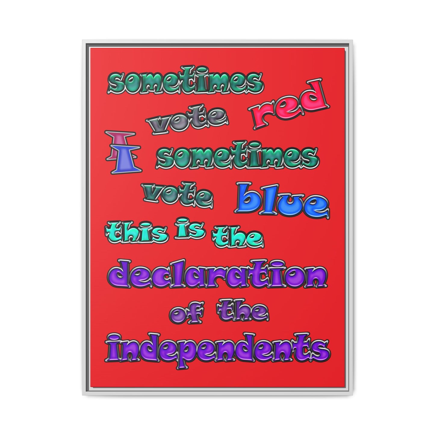 declaration of the independents - framed canvas art (red)