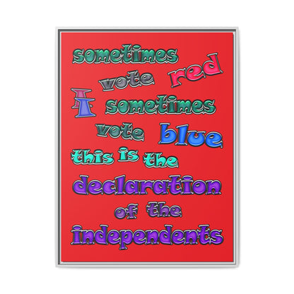 declaration of the independents - framed canvas art (red)