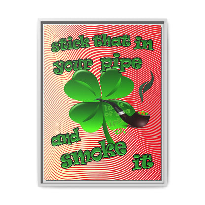 stick that in your pipe and smoke it - framed canvas art (yellow-orange wave)