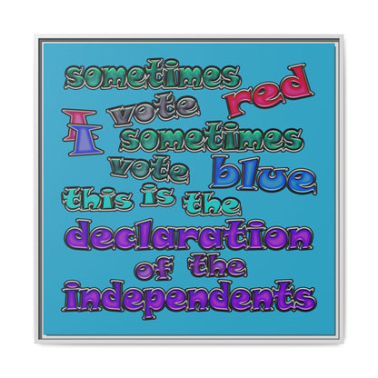declaration of the independents - framed canvas art (turquoise)