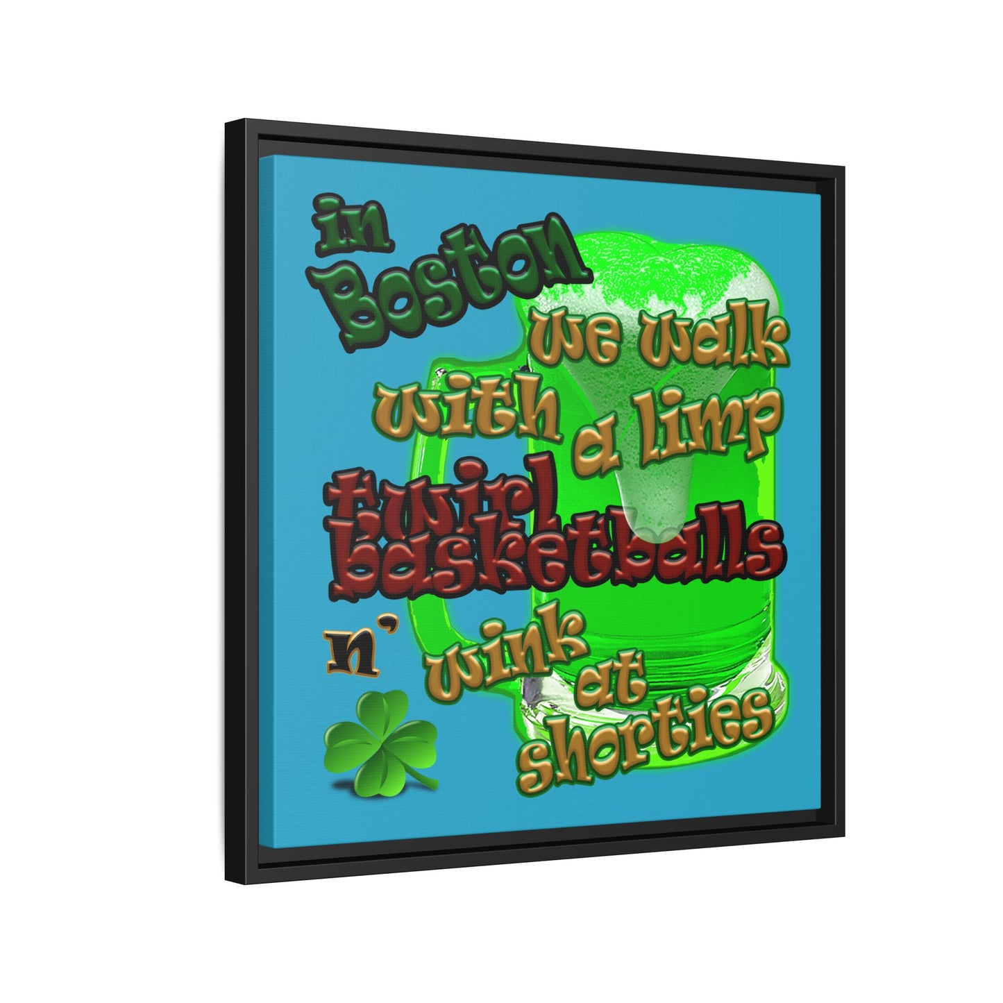 celtics logo - framed canvas art (turquoise)