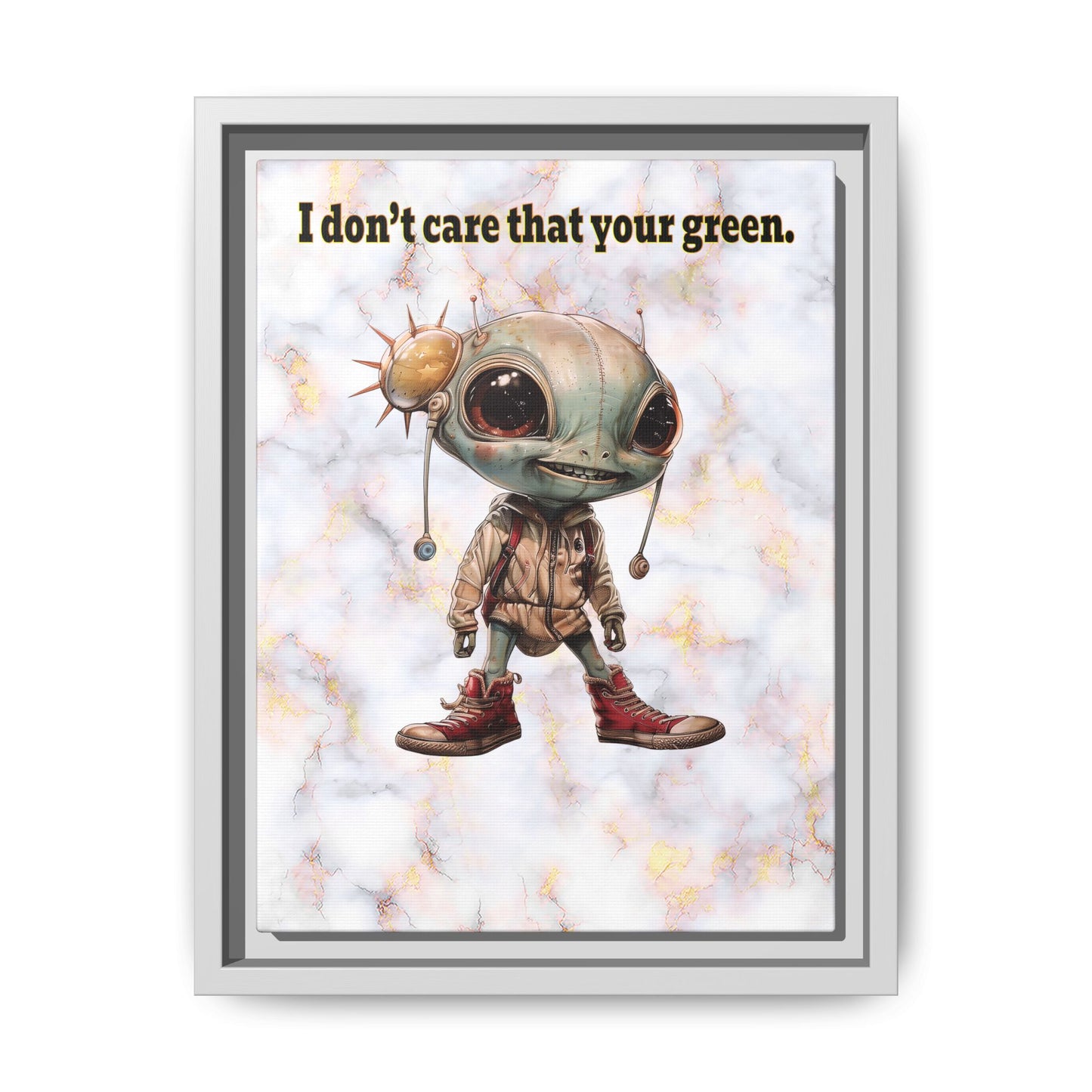 I don't care that your green - framed canvas art (white marble)