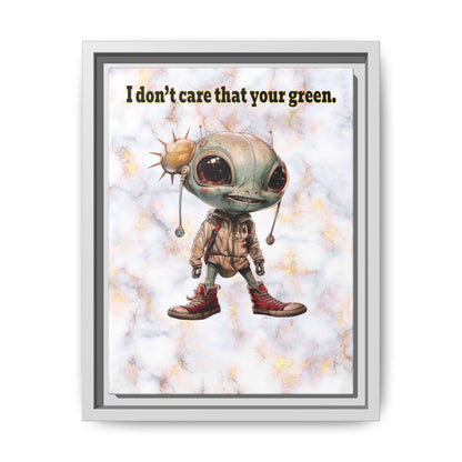 I don't care that your green - framed canvas art (white marble)
