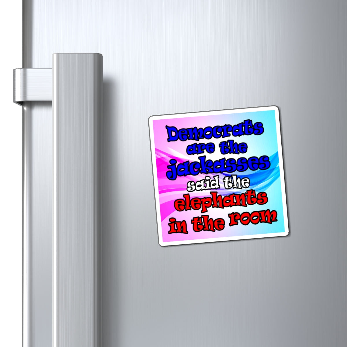 donkeys and elephants - Magnets - (light blue-pink wave)