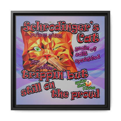 schrodinger's cat - framed canvas art (light blue-pink wave)